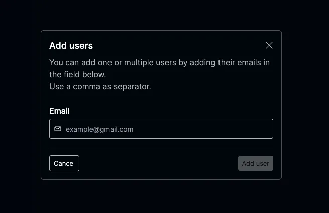 Add new user modal