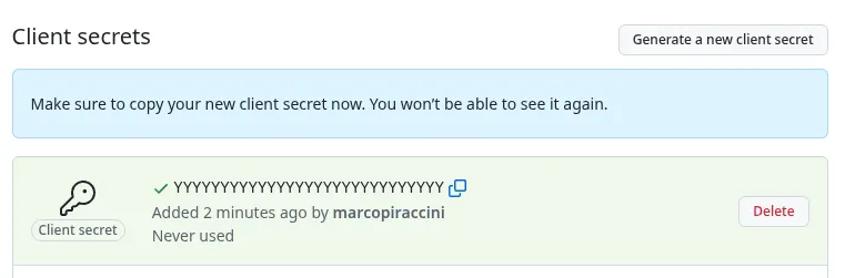 Oauth client secret