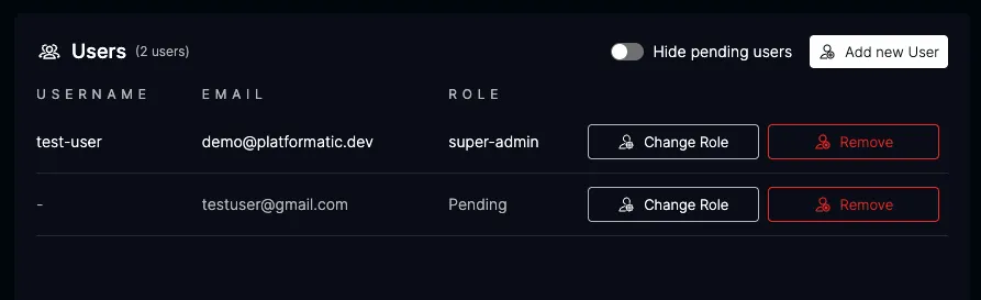 User pending state
